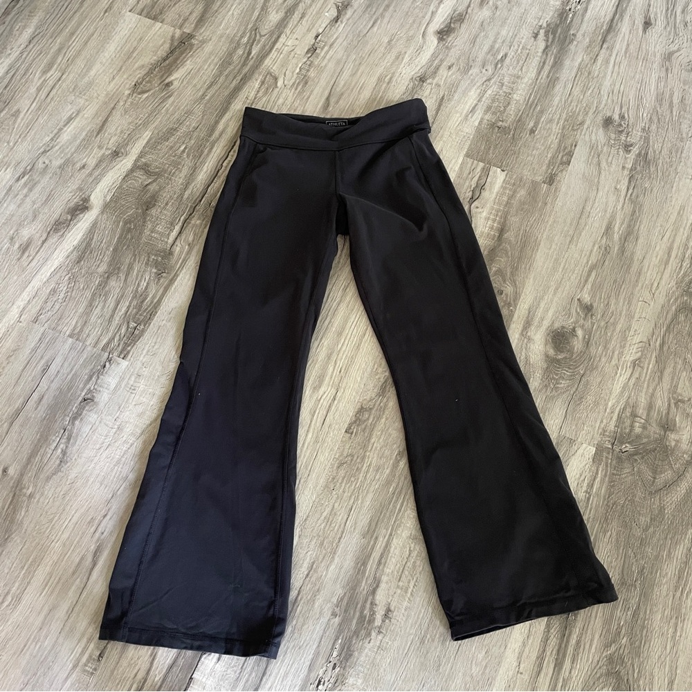 Athleta Wide Leg Black Mid Rise Leggings SP